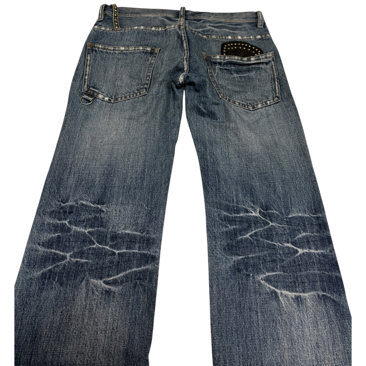 Midas blue studded claw mark wash embroided pocket denim jeans