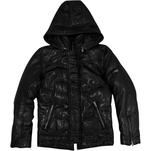 Katharine Hamnett goat leather jacket with detachable hood