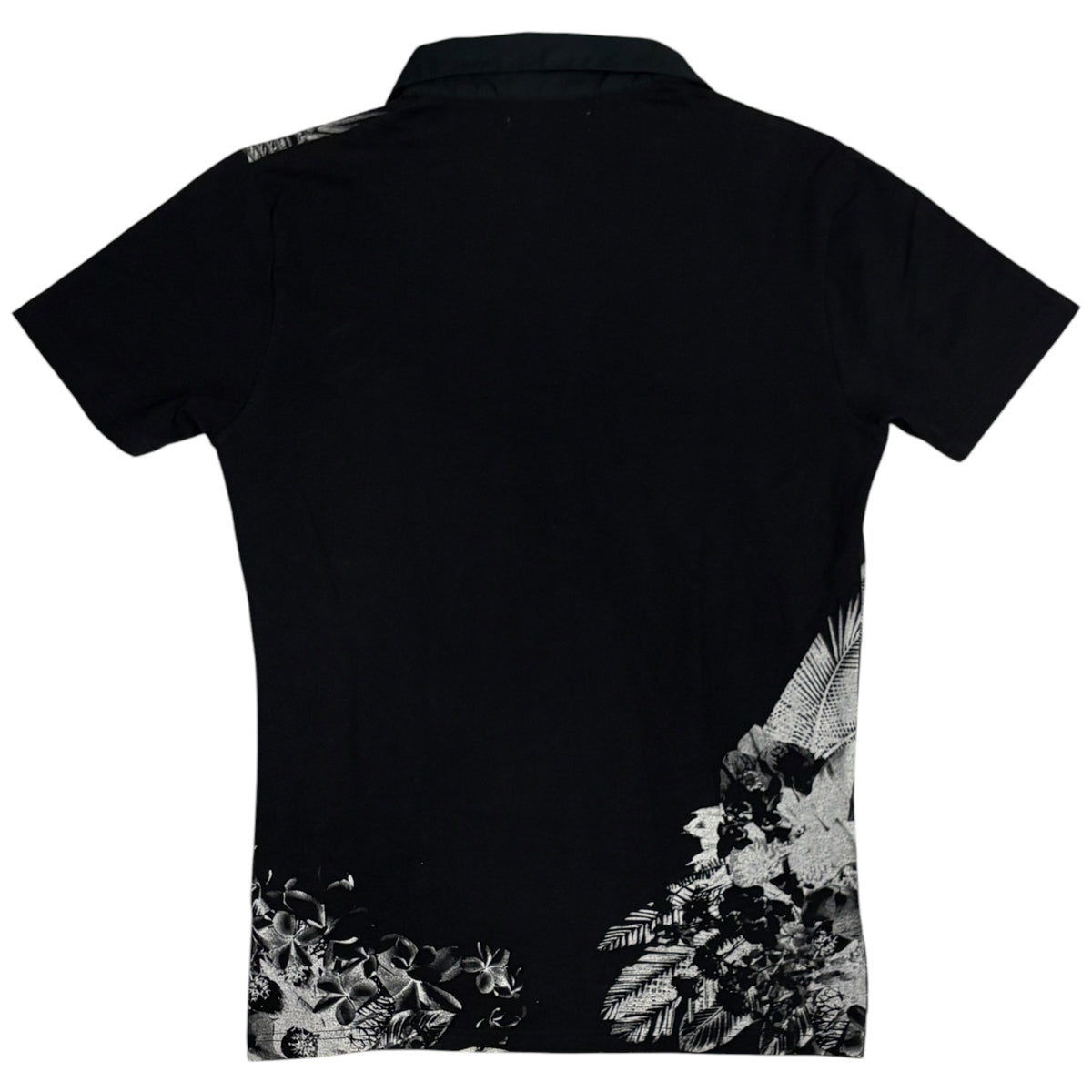 Morgan Homme black tropical floral print polo T-shirt