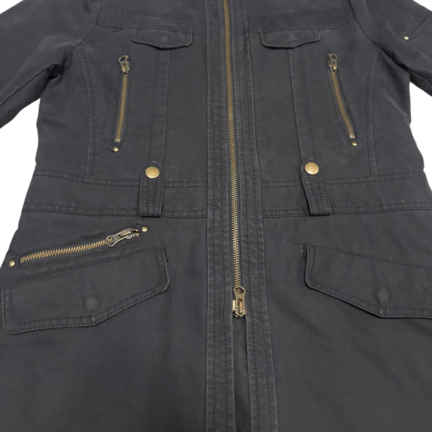 Semantic Design black multizip millitary coat