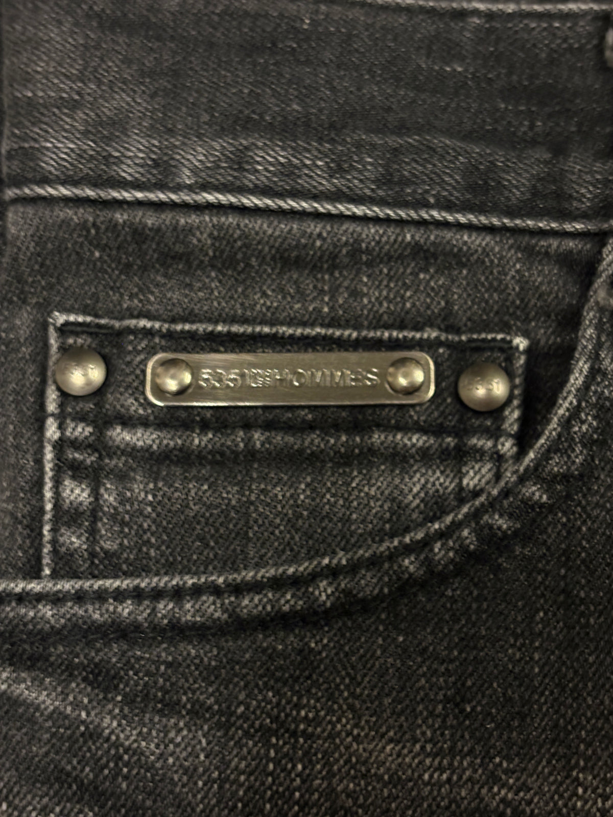 5351 Pour Les Hommes black & grey whiskered denim bootcut jeans