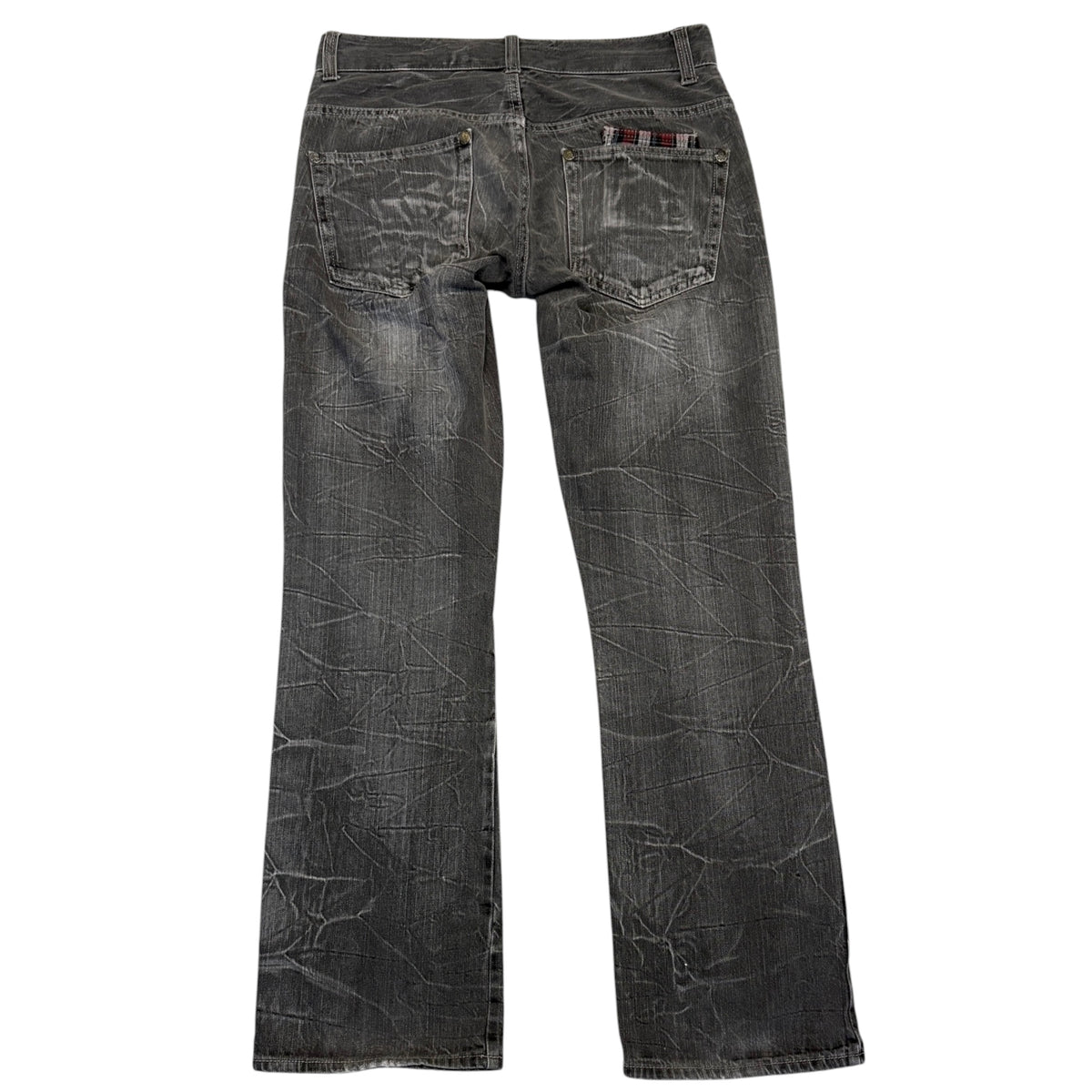 Japanese brand grey whiskered fade wash denim jeans