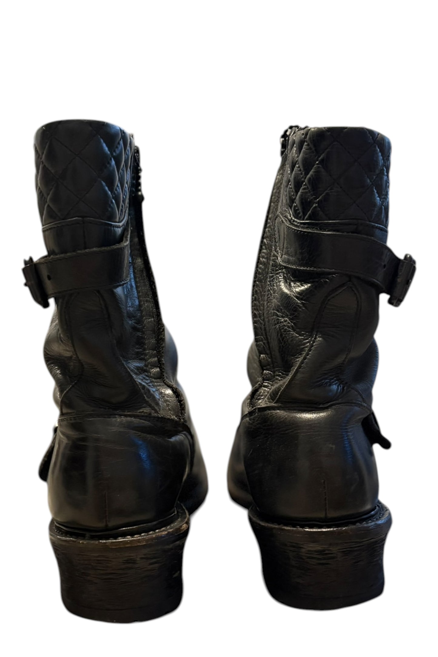 Alfredo Bannister black engineer leather boots with side zipper