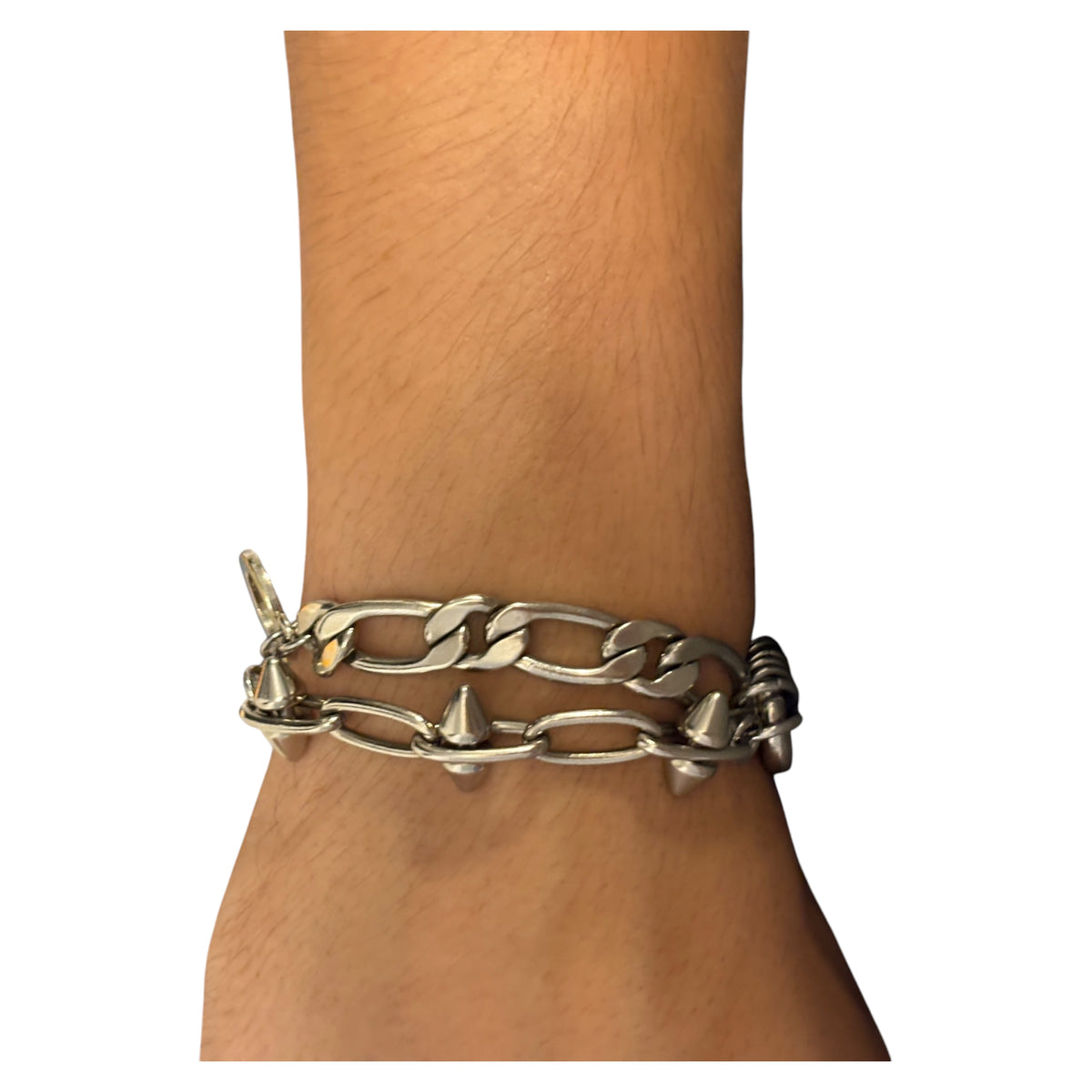 Gunda double layer spiked 925 silver plated bracelet