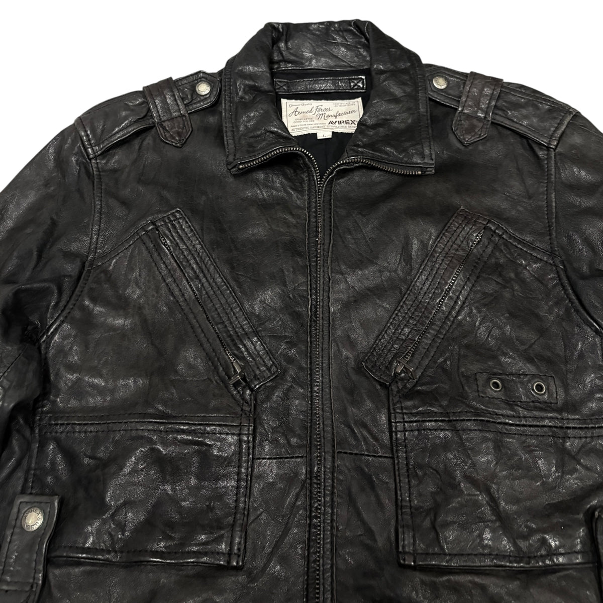 Avirex Japanese exclusive multipocket detailed lambskin leather jacket