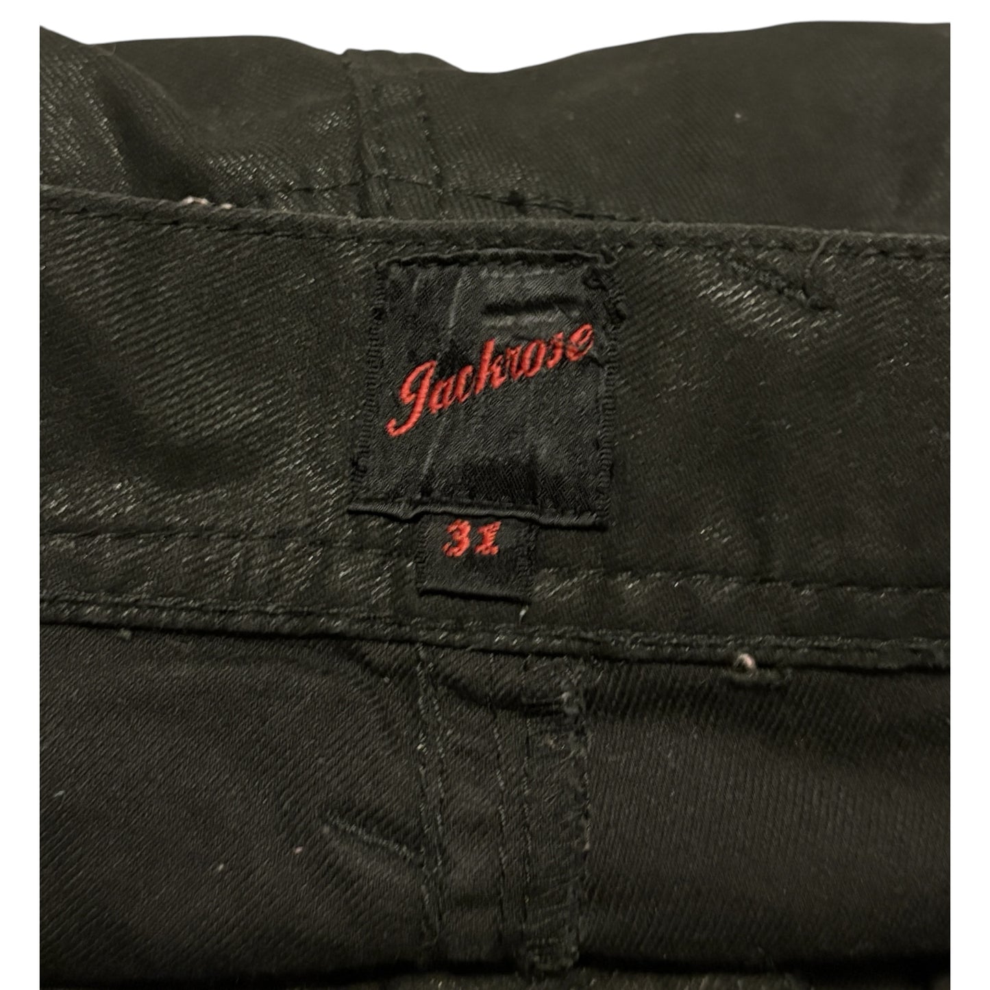 Jackrose waxed cargo light denim shorts w utility zips & buckles