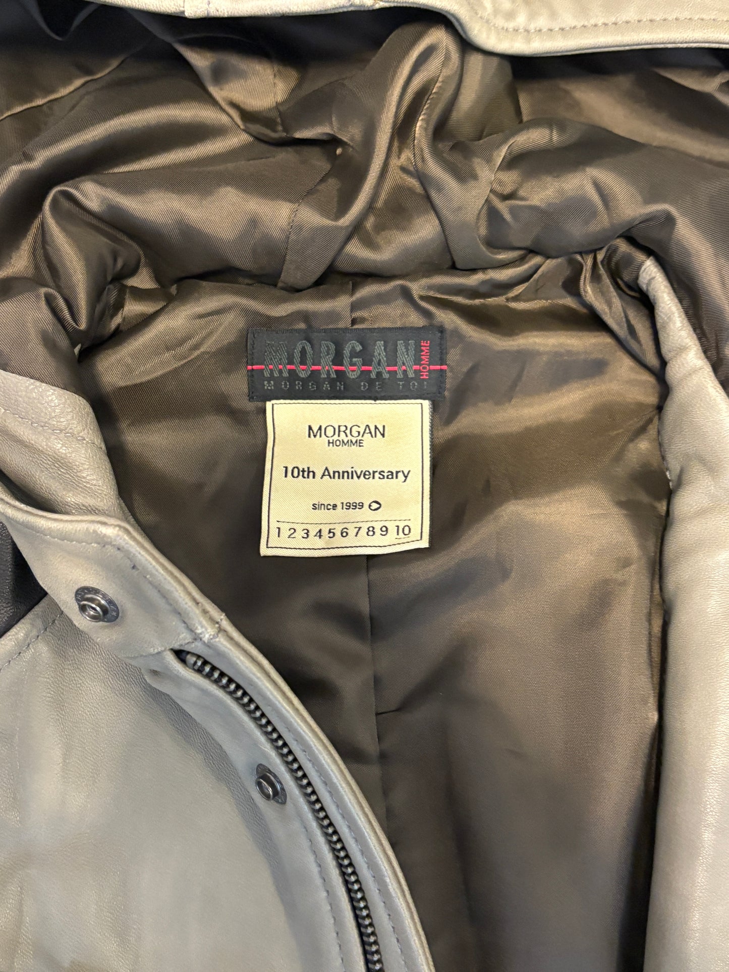 Morgan de Toi Homme khaki black lambskin leather boxer jacket