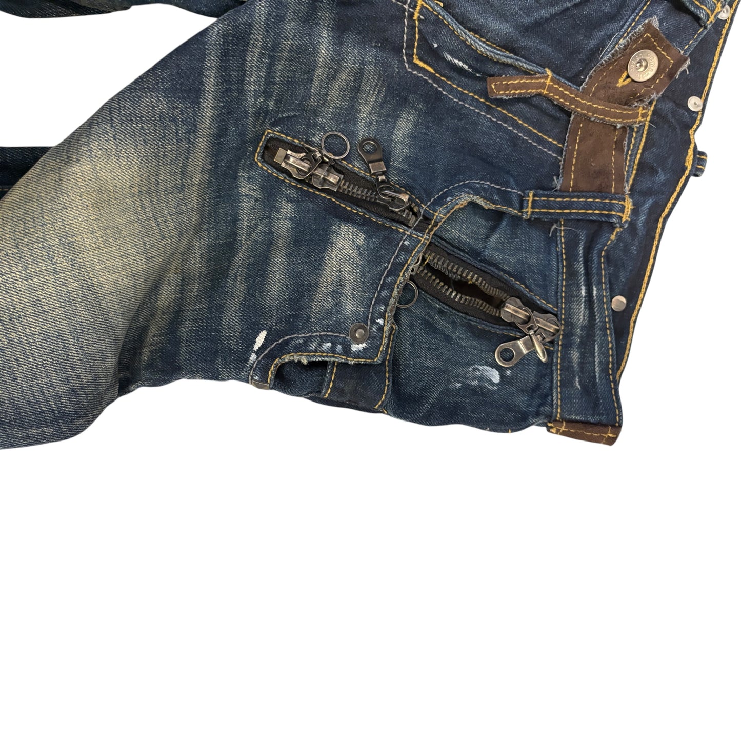 Semantic Design multizip detailed inseam shine effect bootcut jeans