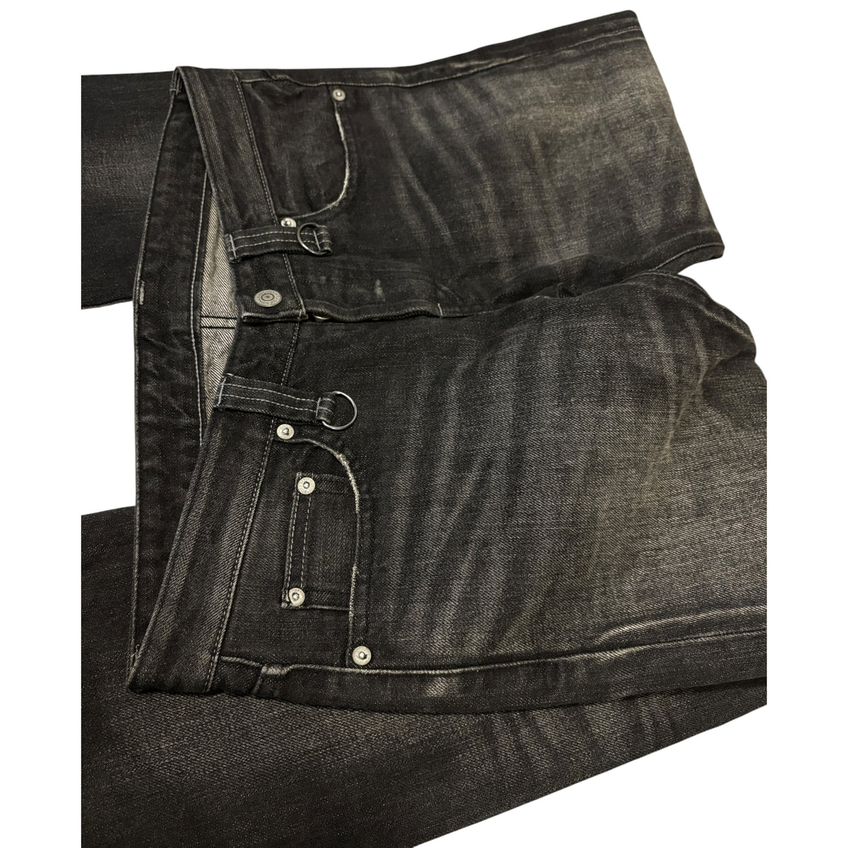 Buffalo Bobs grey black whiskered straight leg denim jeans