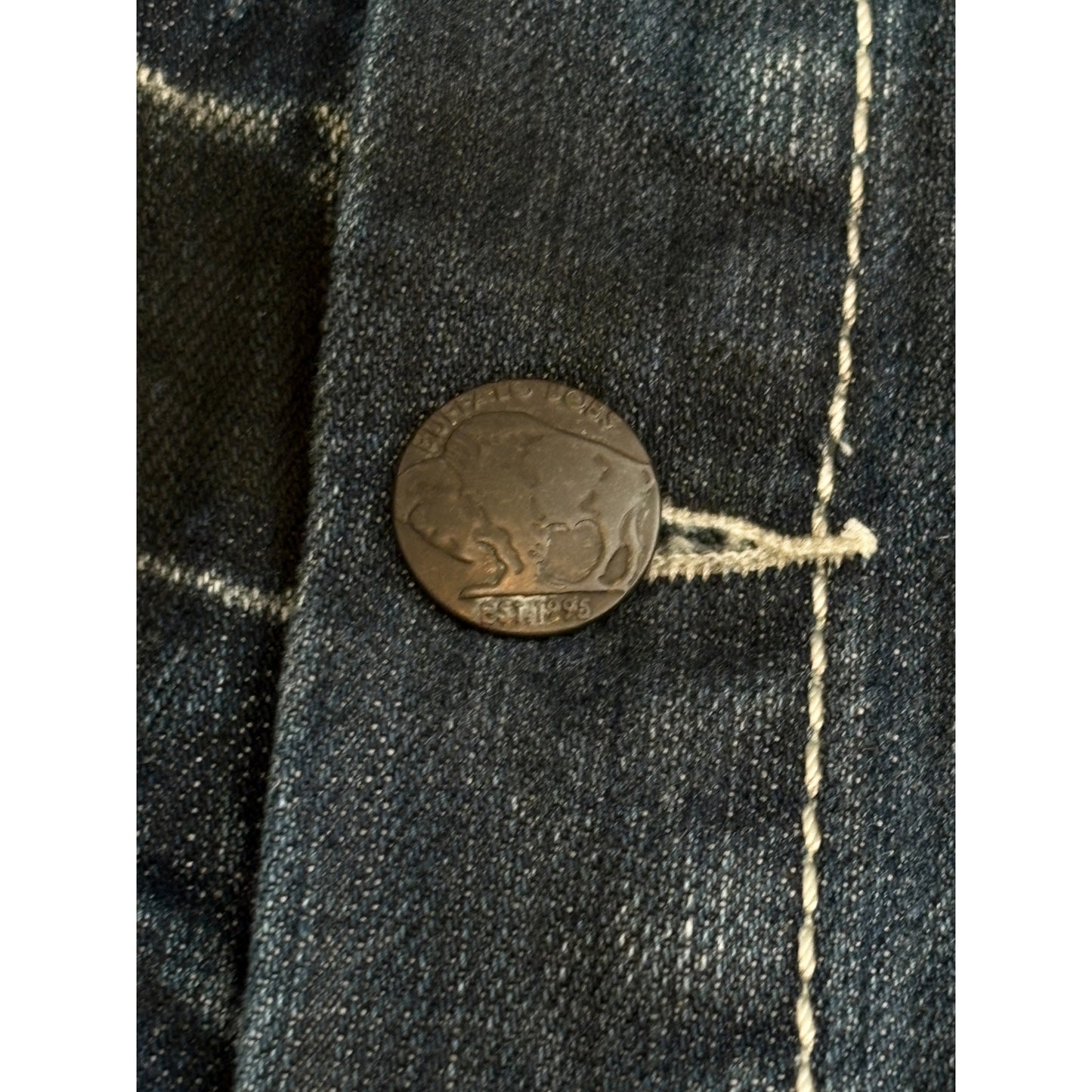 Buffalo Bobs blue two tone gradient streaked denim jacket
