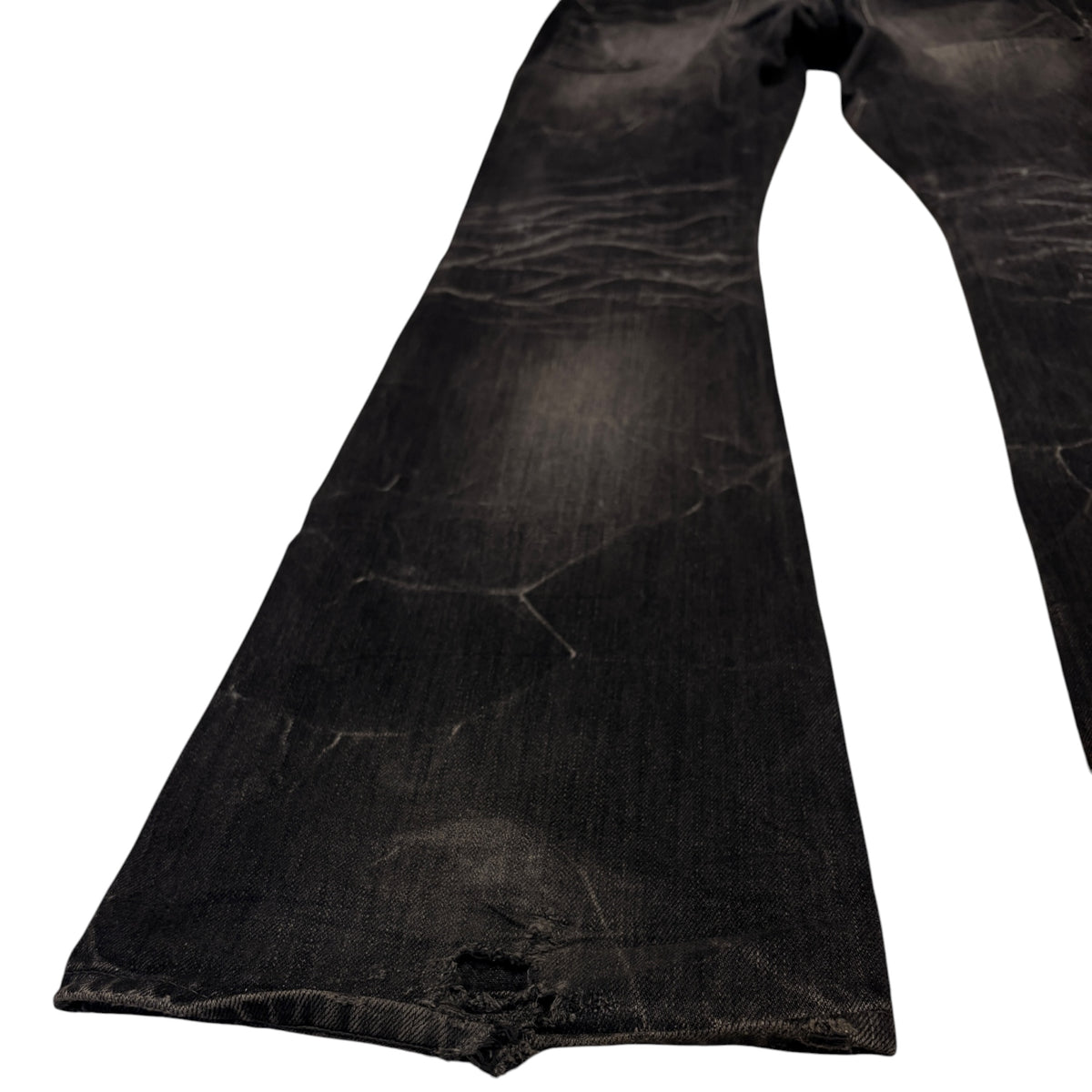 Fuga grey whiskered bootcut distressed denim jeans