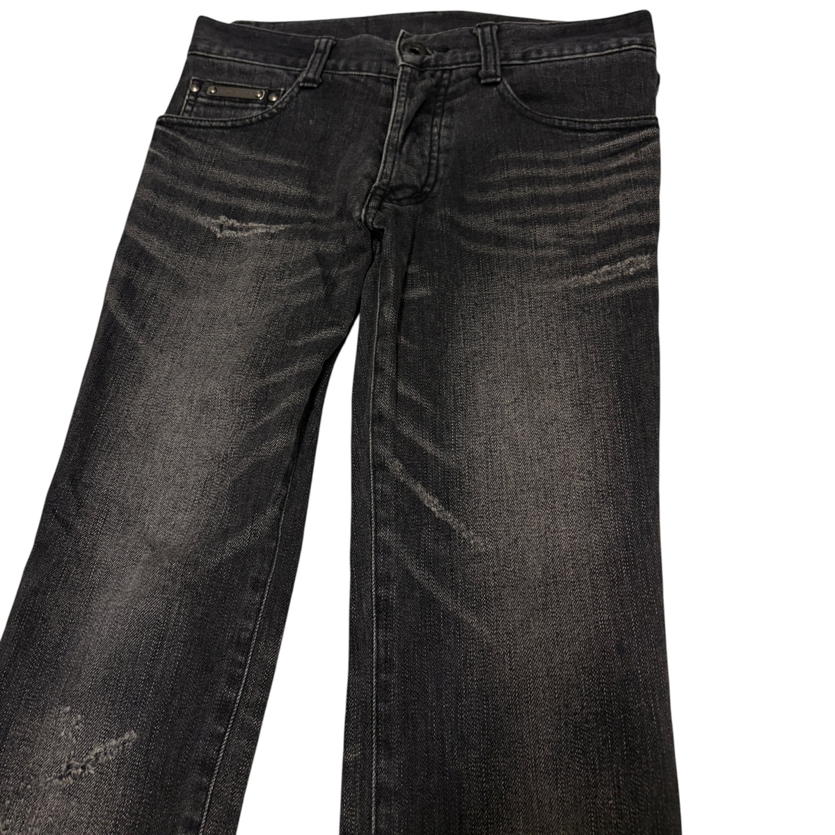 5351 Pour Les Hommes black & grey whiskered denim bootcut jeans