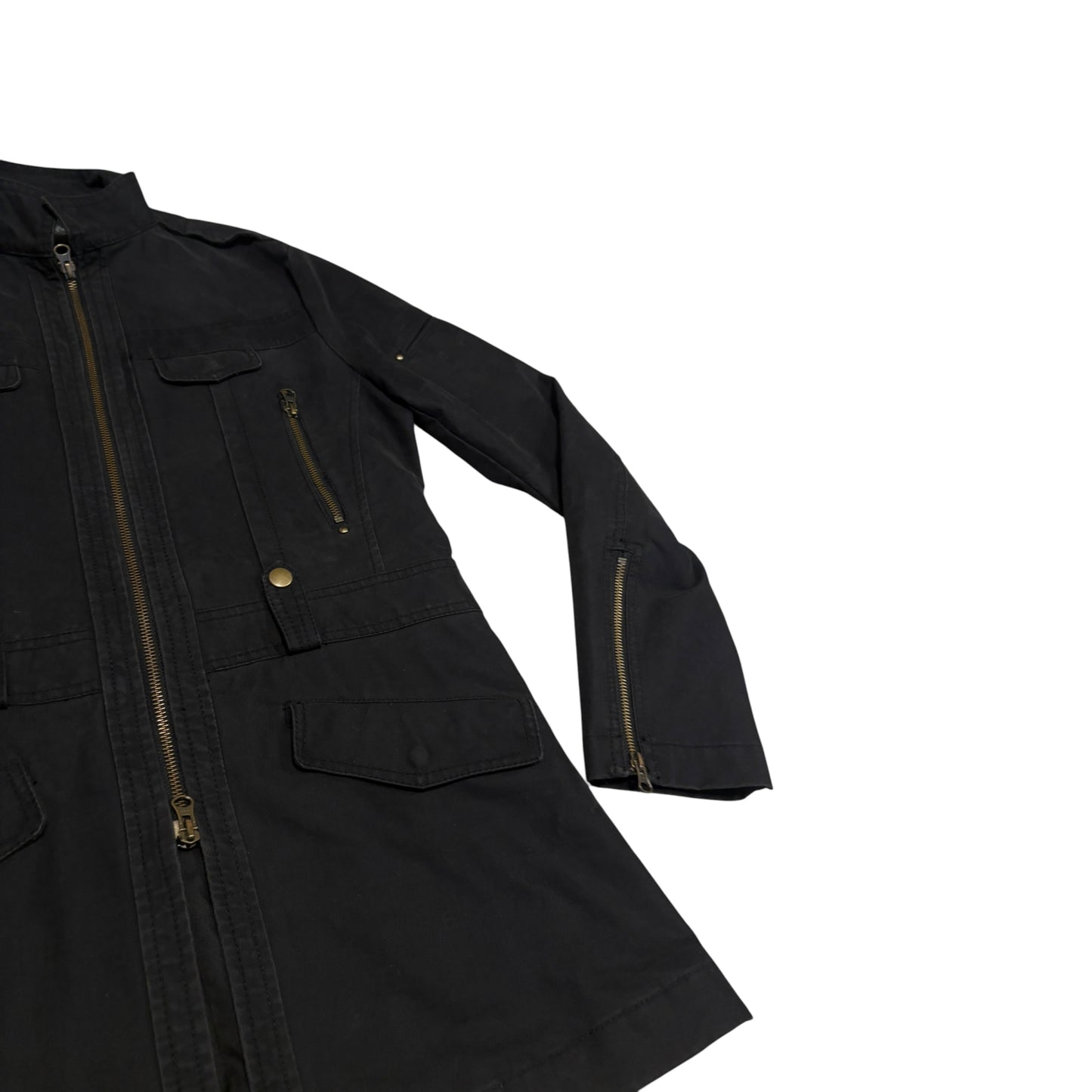 Semantic Design black multizip millitary coat