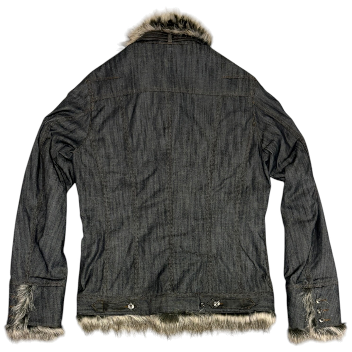 Nicole Club raccoon fur lined  grey denim jacket