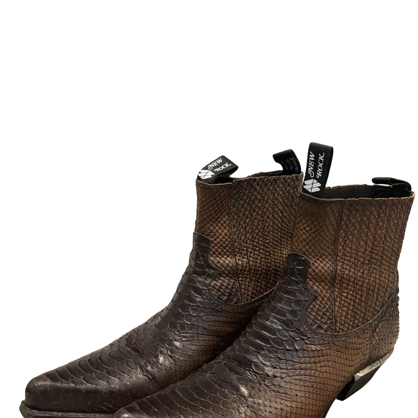 New Rock embossed alligator python textured leather steel heel Cuban boots