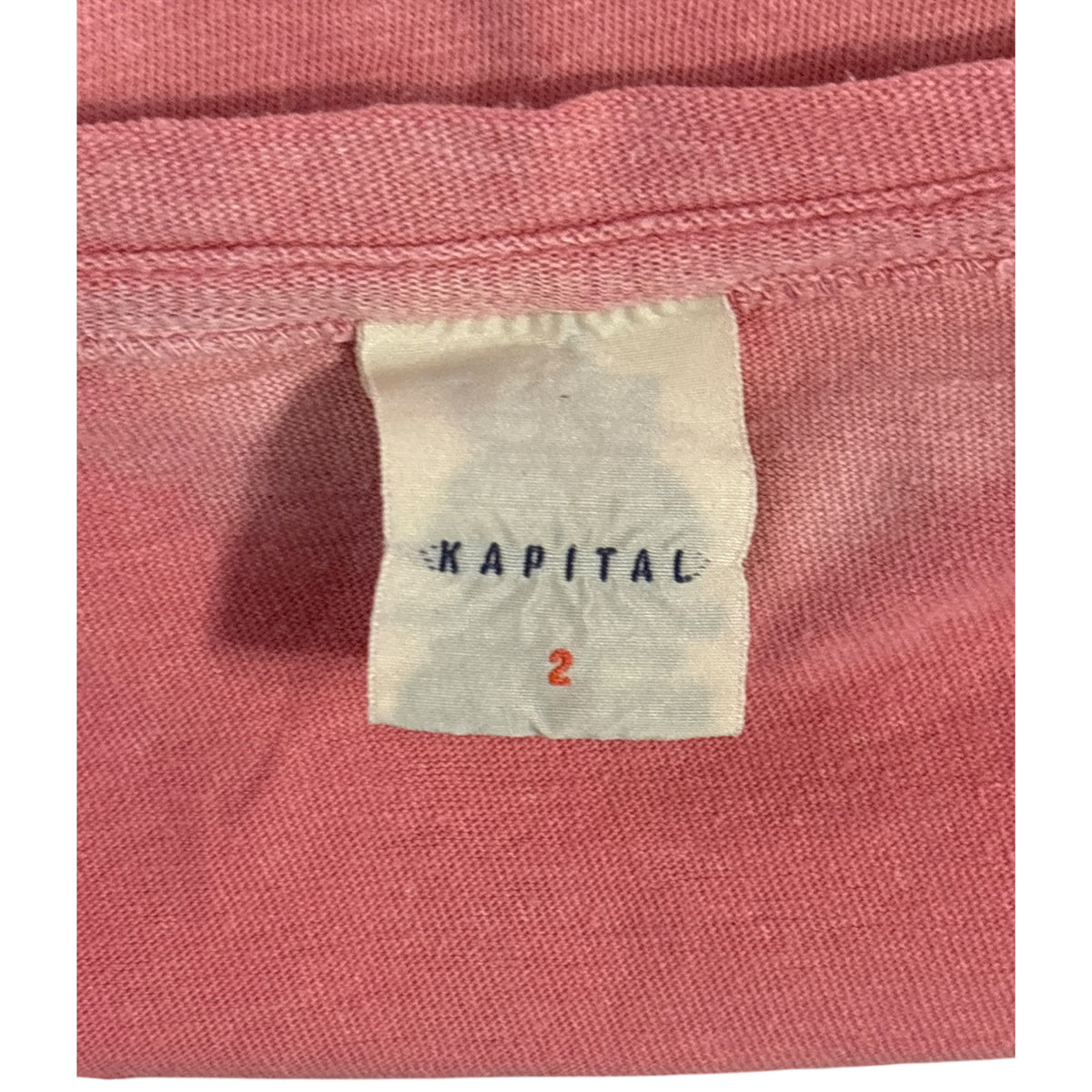 Kapital pink fade wash palm tree V-neck T-shirt
