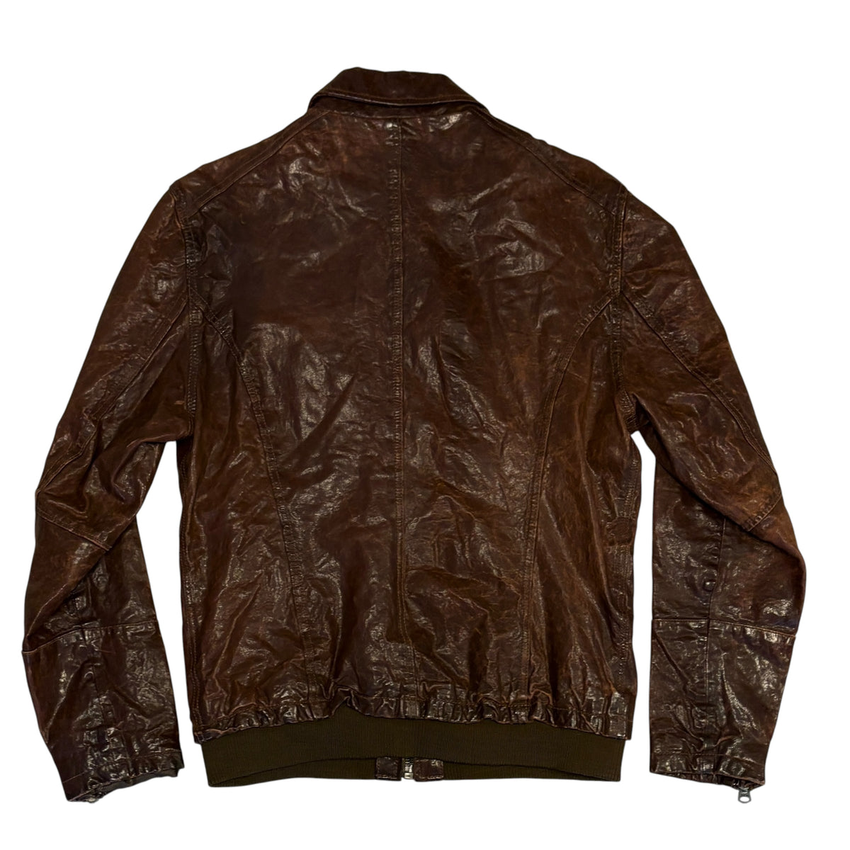 Japanese brand brown multipocket sheep leather jacket