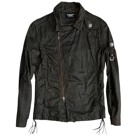 Tornado Mart asymmetric khaki jacket w/ tassel features