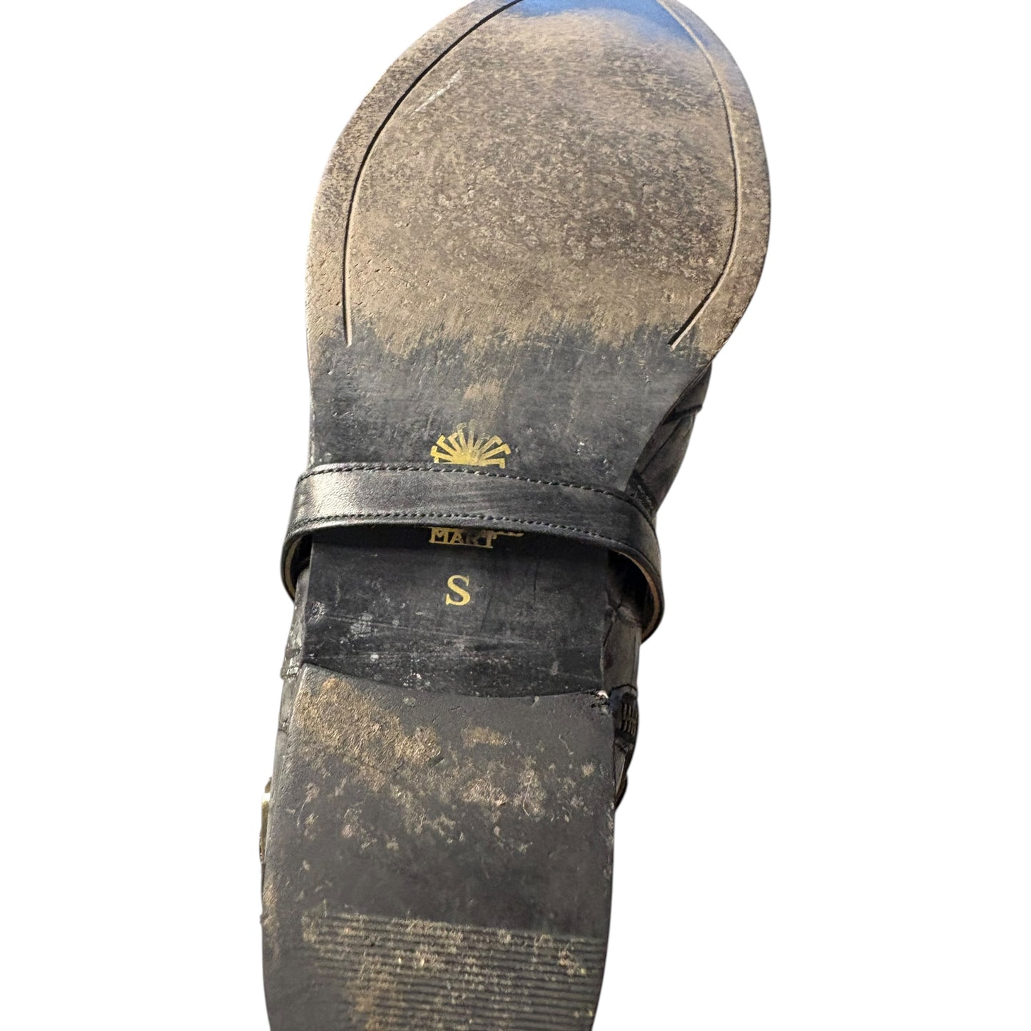Tornado Mart crocodile print harness buckle leather dress heeled boots