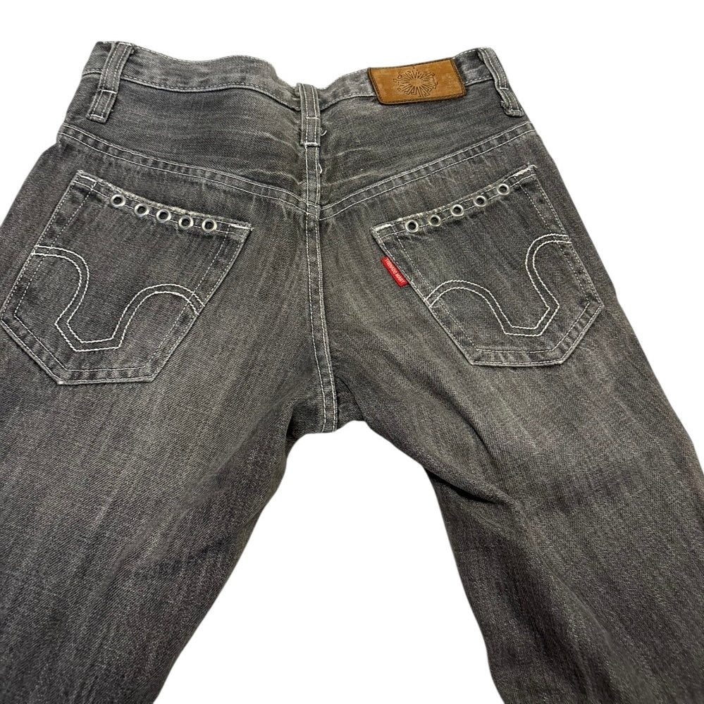 Tornado Mart distressed eyelet hole flare denim jeans