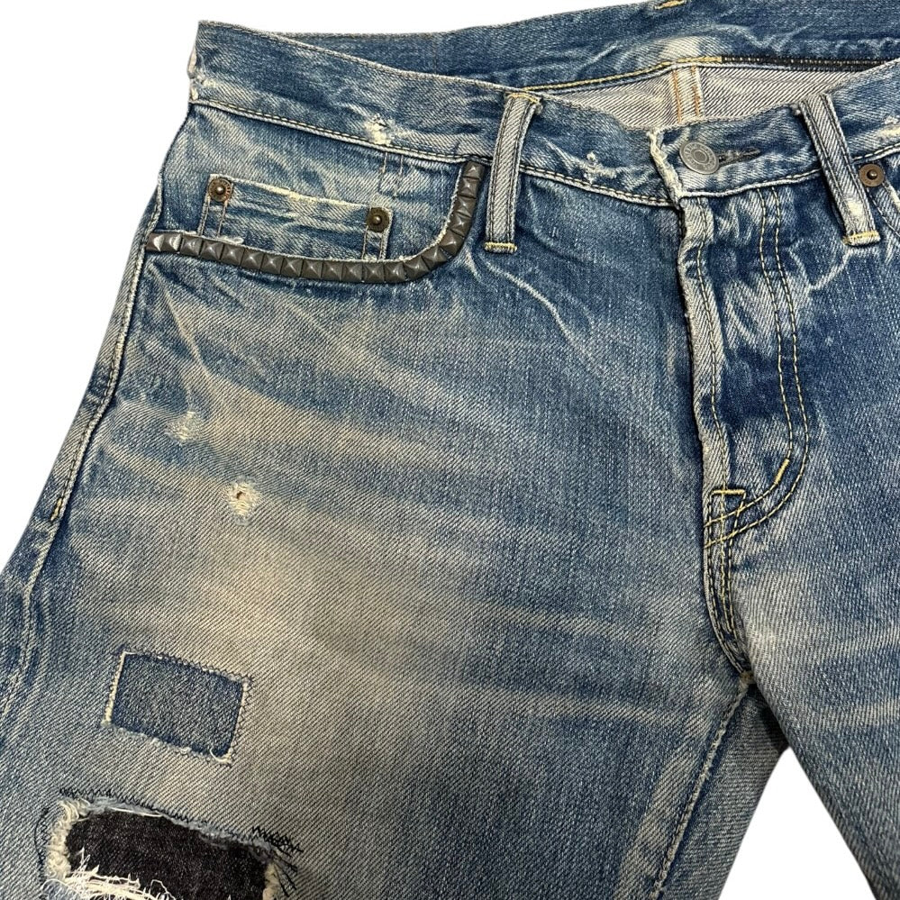 Hysteric Glamour distressed blue studded pocket denim jeans