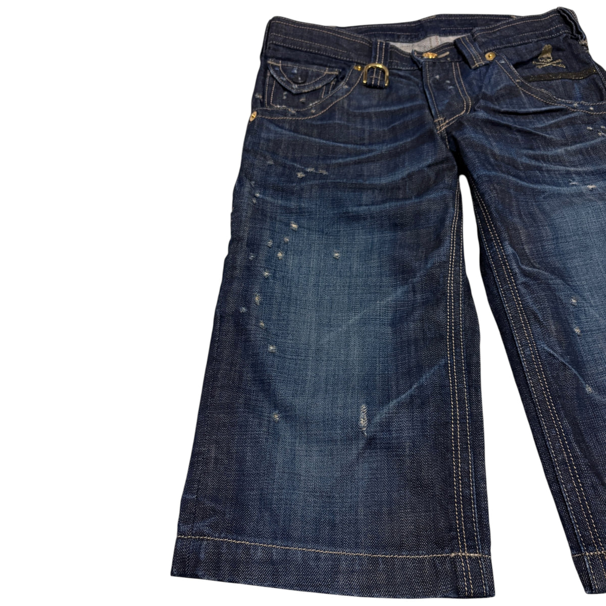Roen blue claw mark denim jorts