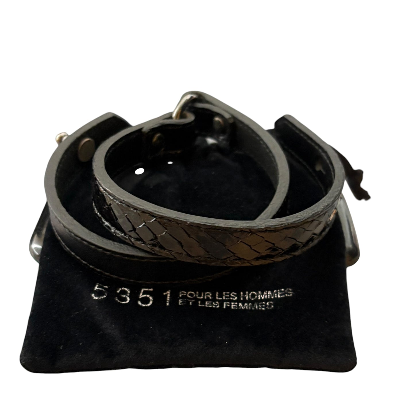 5351 Pour Les Hommes python print double wrap leather bracelet