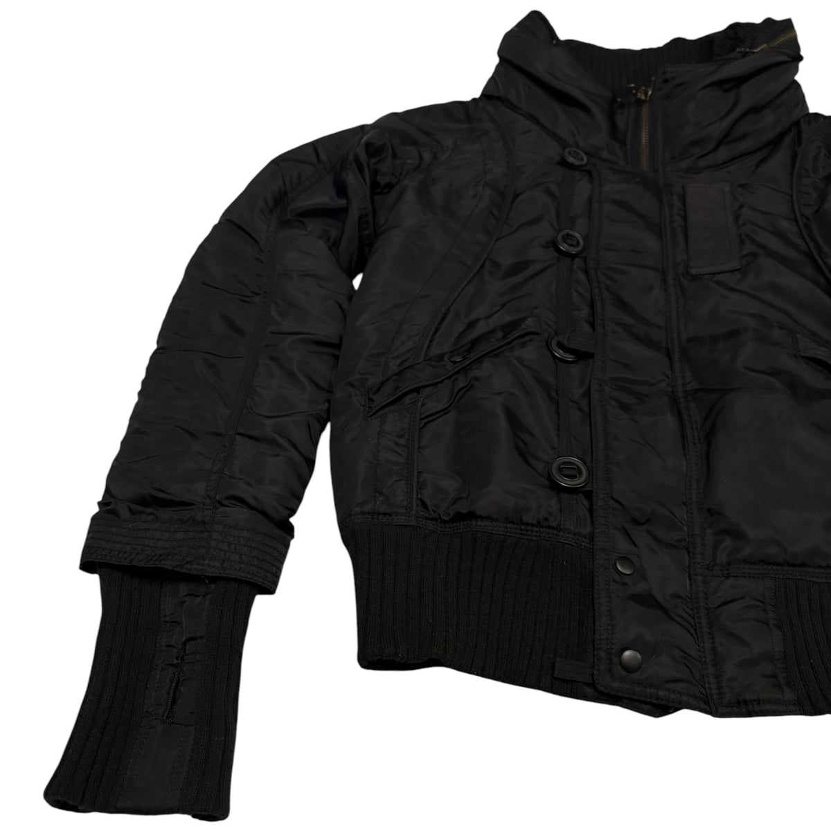 Goa bono hood nylon utility bomber jacket w/ cotton fleece ends