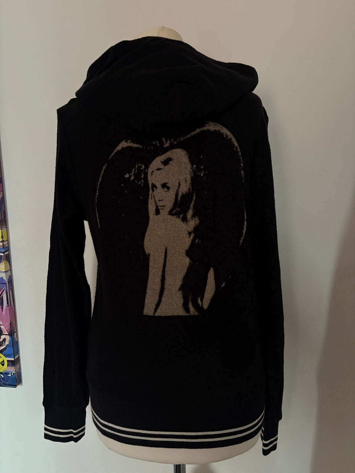 Hysteric Glamour striped end cotton zip hoodie w/ girl graphic
