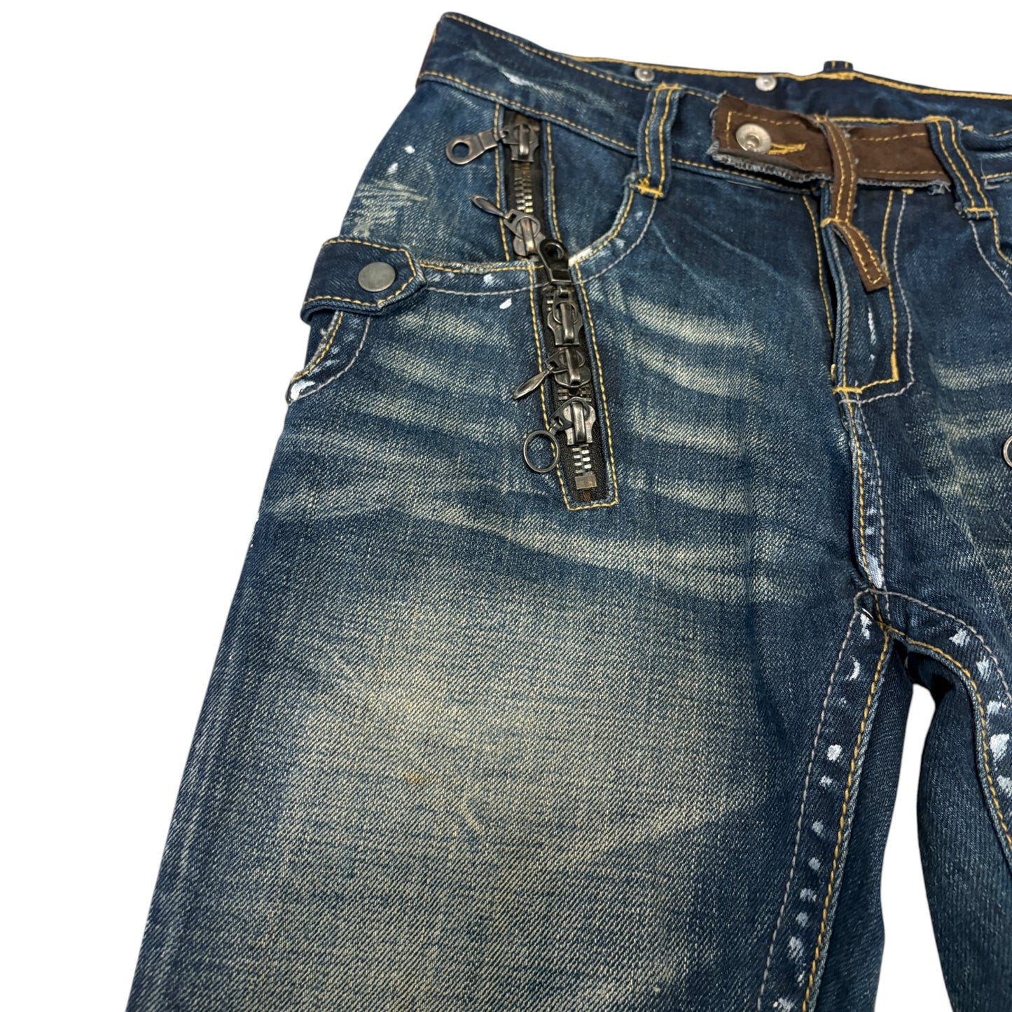 Semantic Design multizip detailed inseam shine effect bootcut jeans