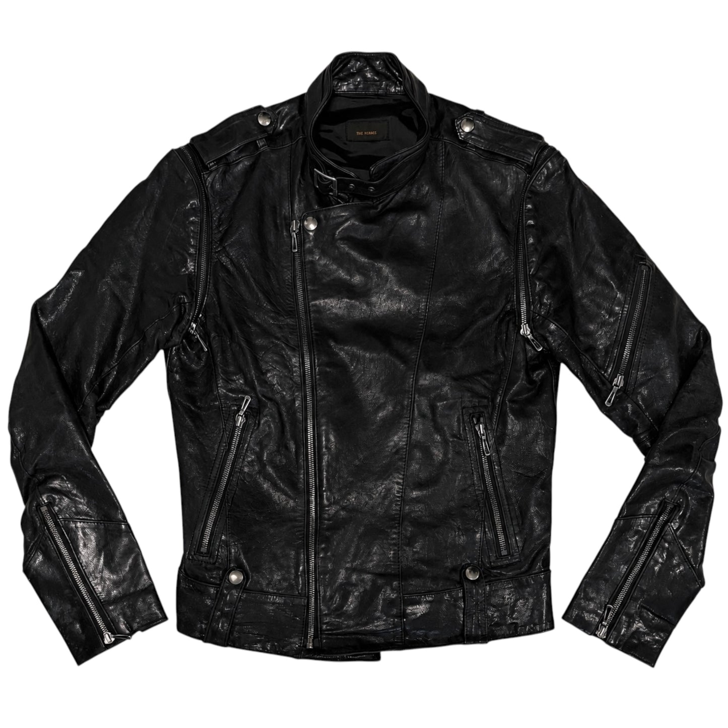 Tete Homme asymmetric lambskin leather multizip biker jacket