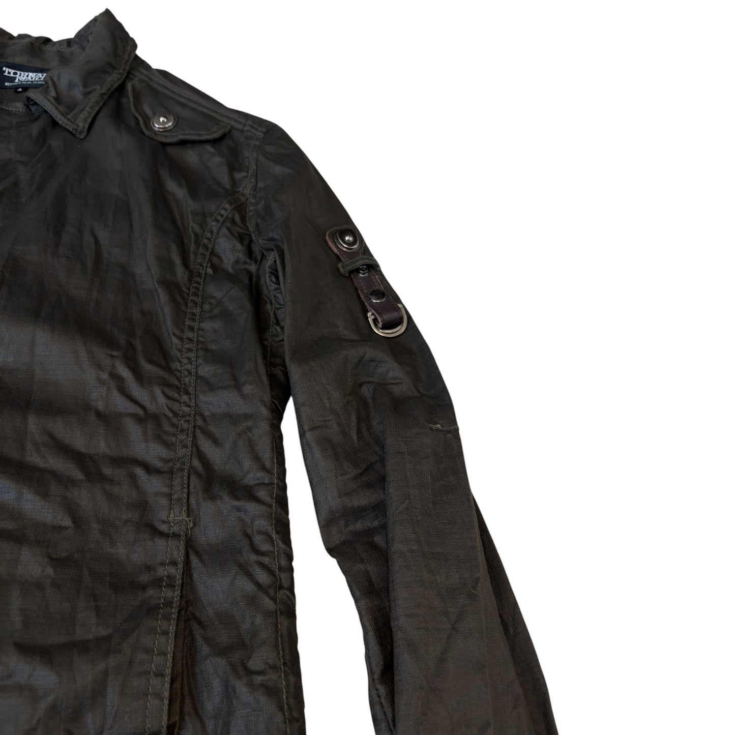Tornado Mart asymmetric khaki jacket w/ tassel features