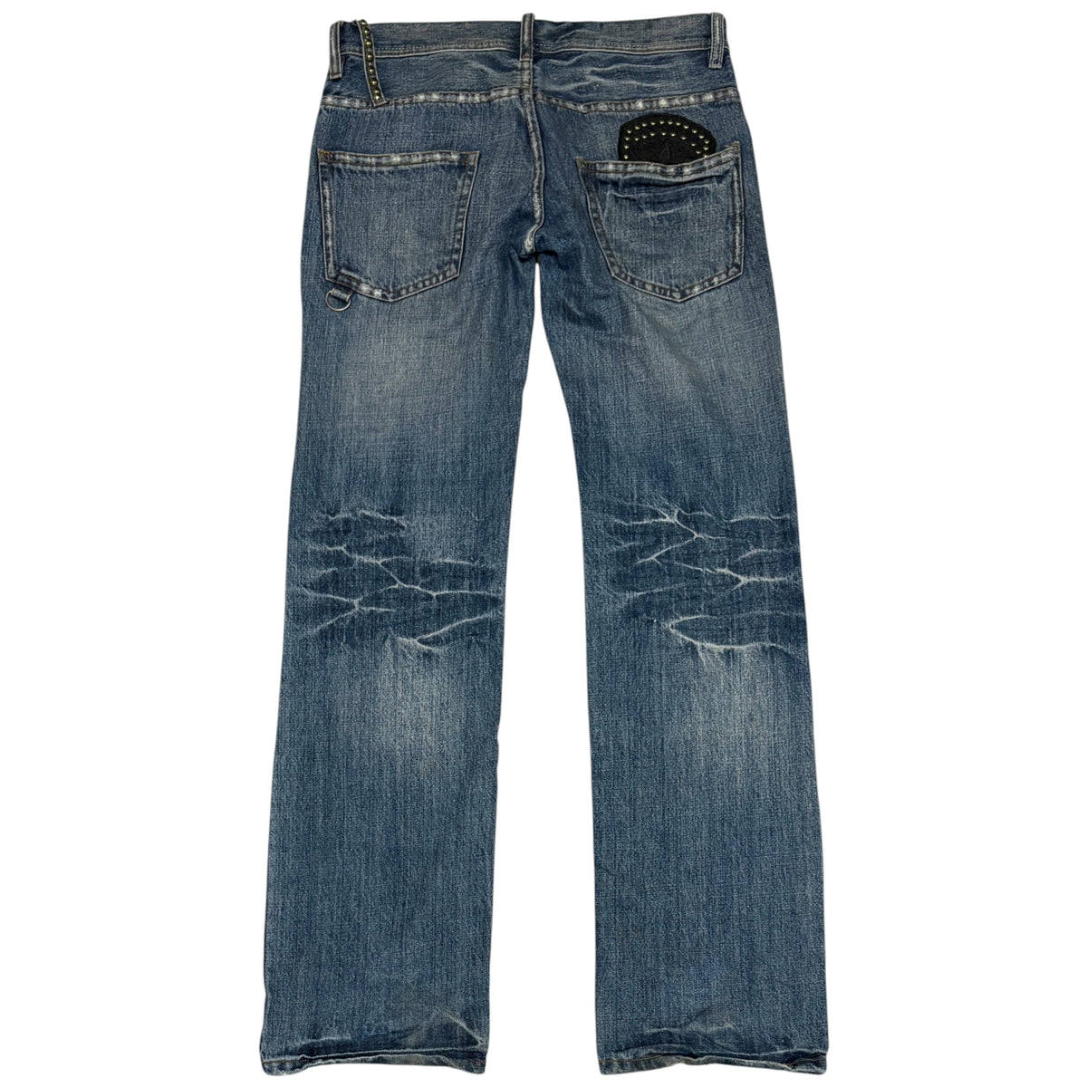 Midas blue studded claw mark wash embroided pocket denim jeans