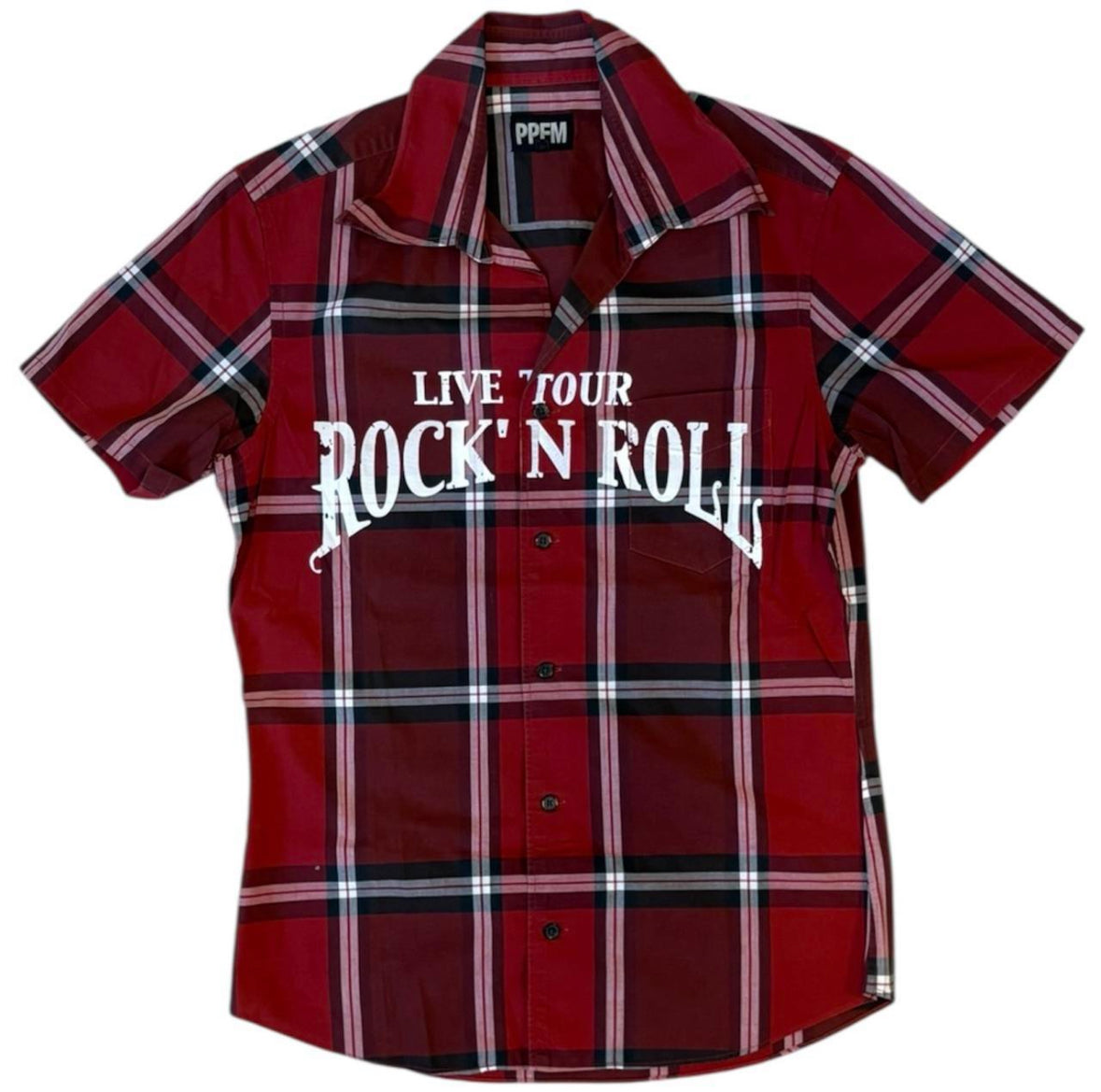 PPFM red check pattern 'Rock N Roll' T-shirt