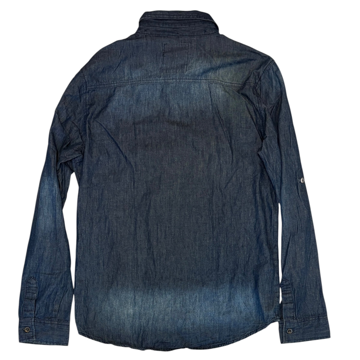In The Attic homme blue gradient detailed pocket longsleeve cotton shirt
