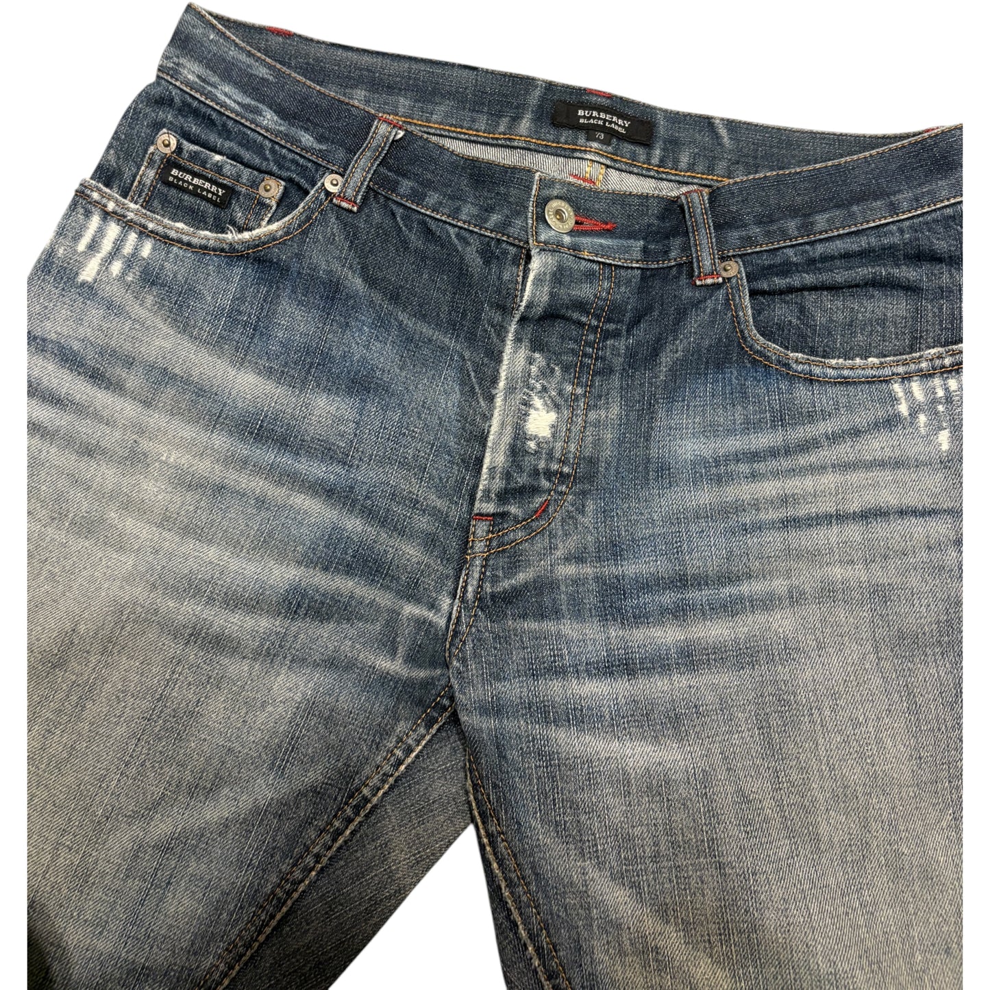 Burberry Black Label distressed blue straight denim jeans
