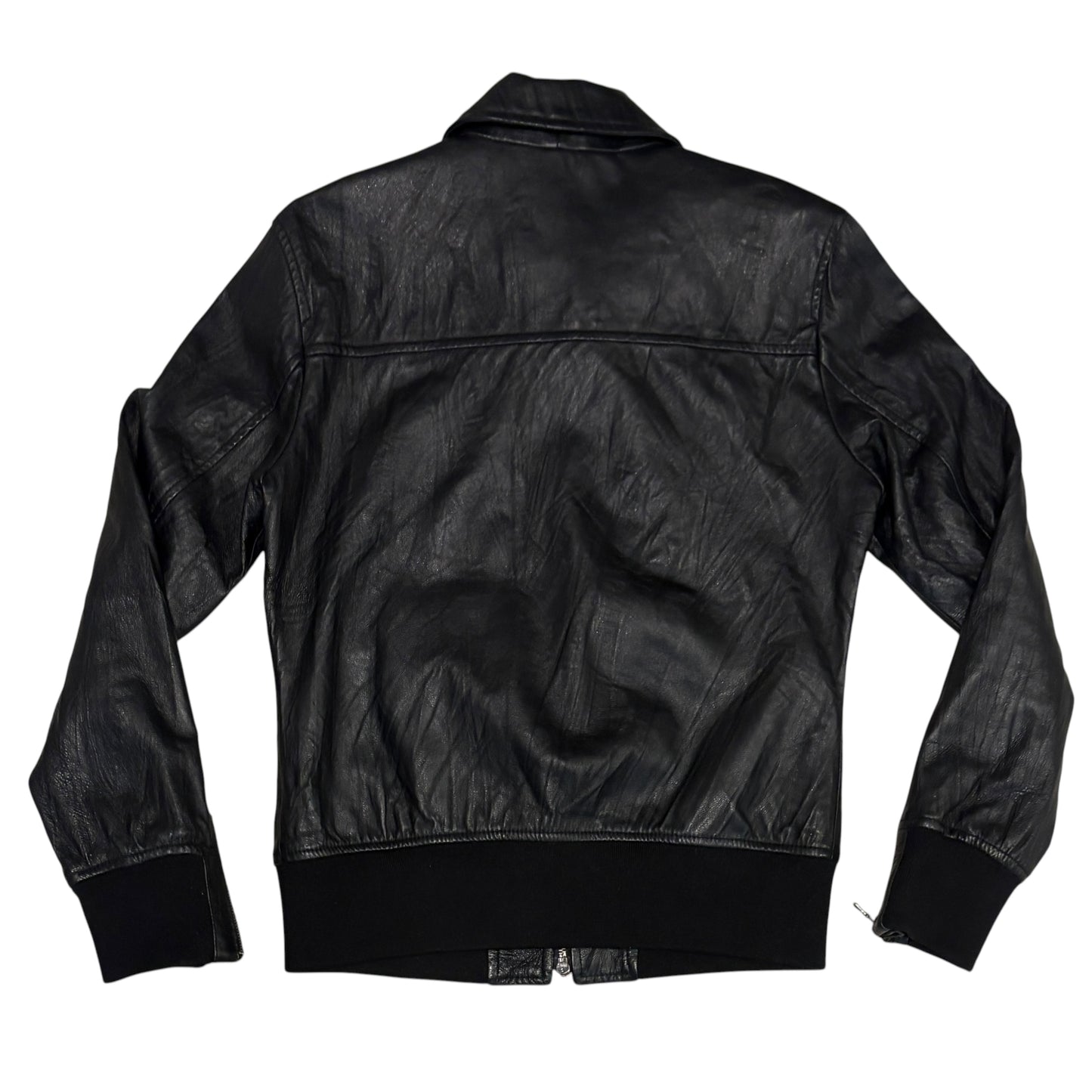 Vanquish multipocket leather jacket with fleece ends
