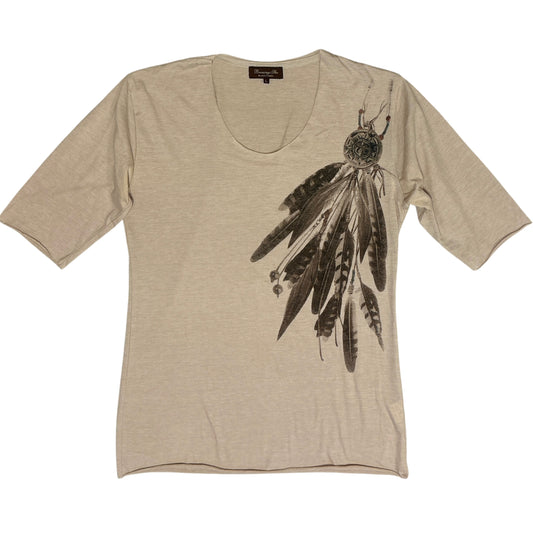 Bernings Sho tribal feather beige T-shirt