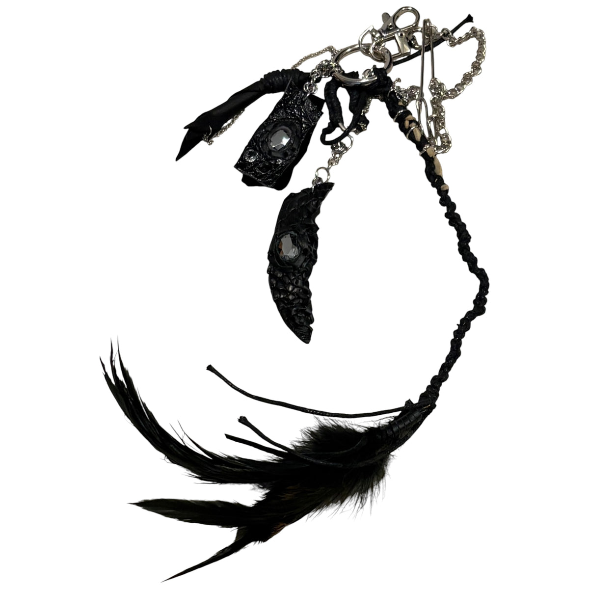Japanese handmade feather charm w/ crocodile claw details