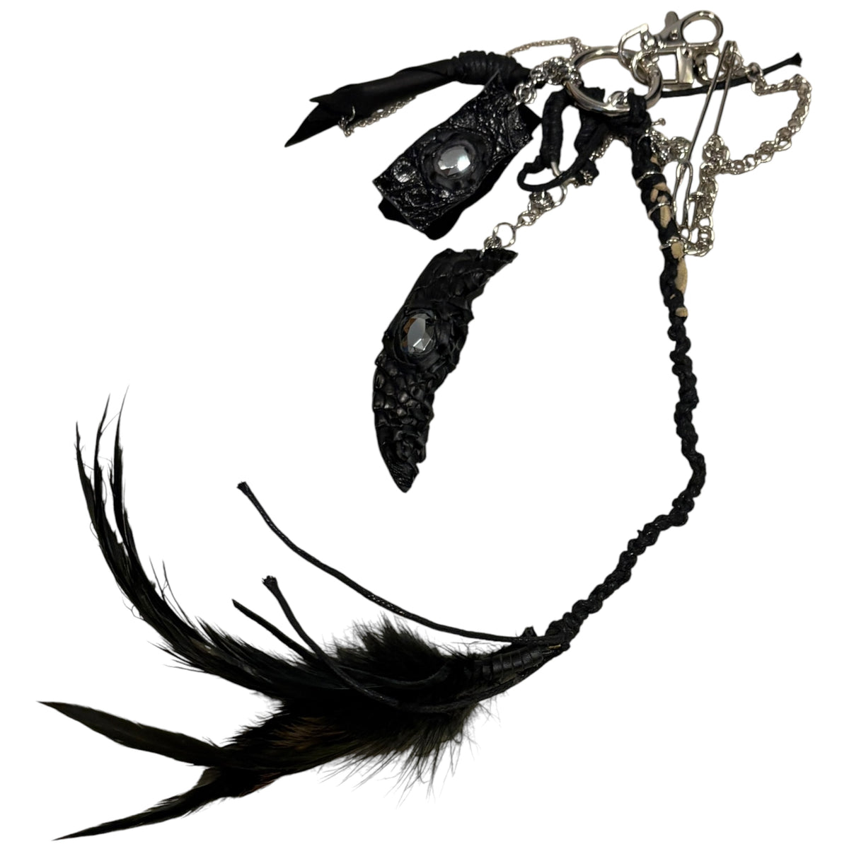 Japanese handmade feather charm w/ crocodile claw details