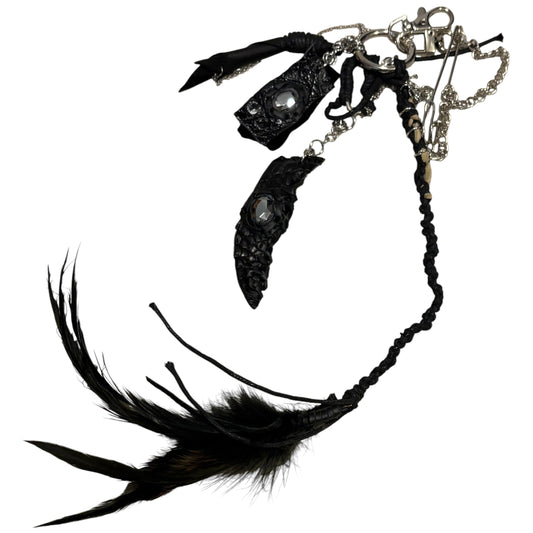 Japanese handmade feather charm w/ crocodile claw details