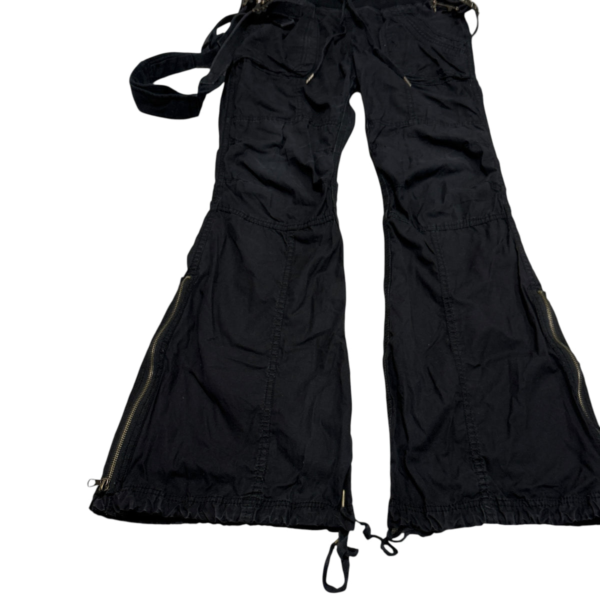 Goa black parachute suspender bootcut flare cargo pants
