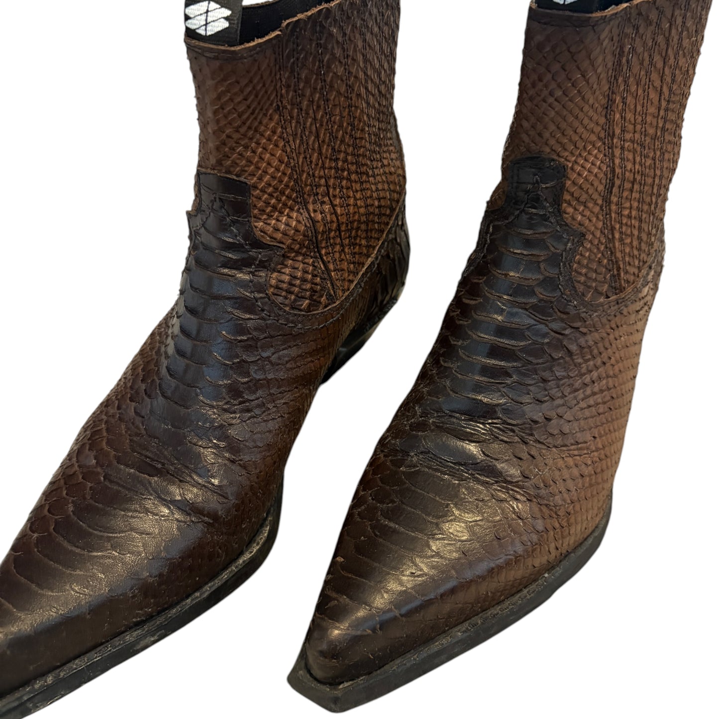 New Rock embossed alligator python textured leather steel heel Cuban boots