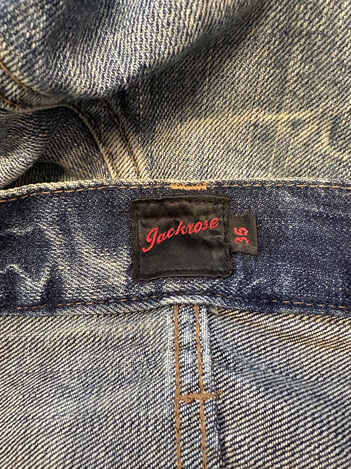 Jackrose blue whiskered washed bootcut denim jeans