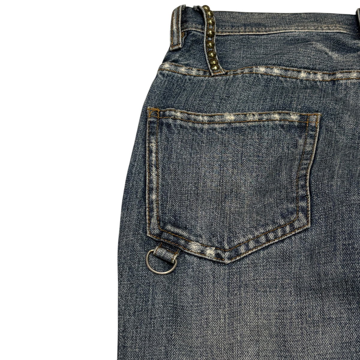 Midas blue studded claw mark wash embroided pocket denim jeans