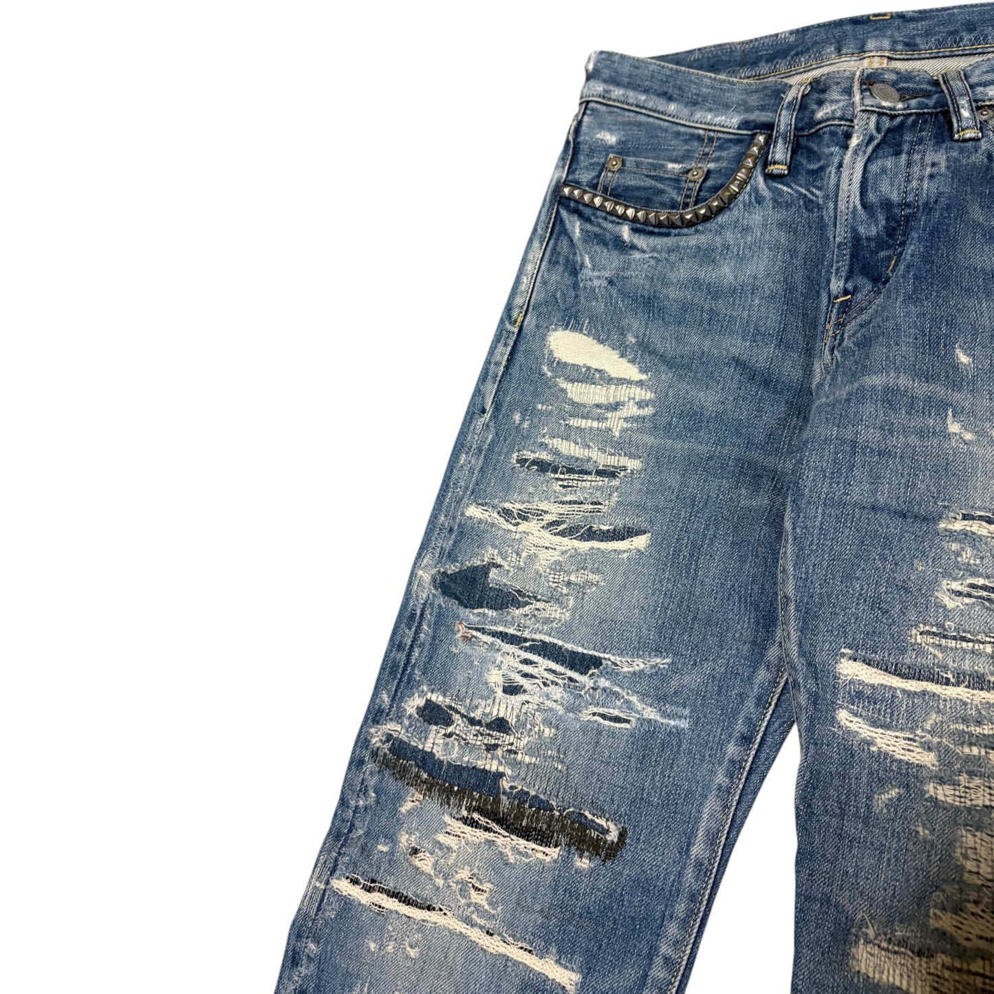 Hysteric Glamour blue distressed patchwork denim jeans