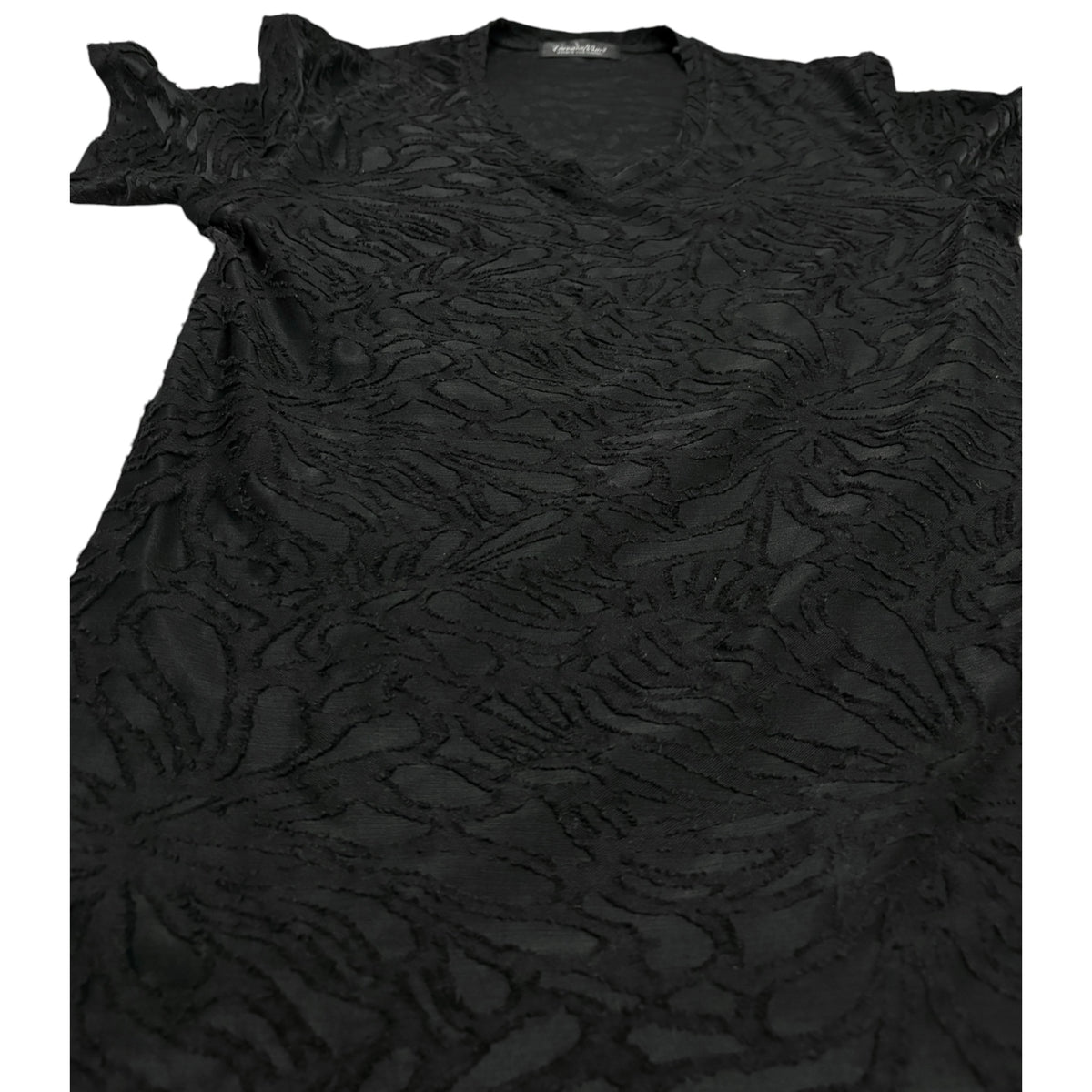 Tornado Mart black web knit layered T-shirt
