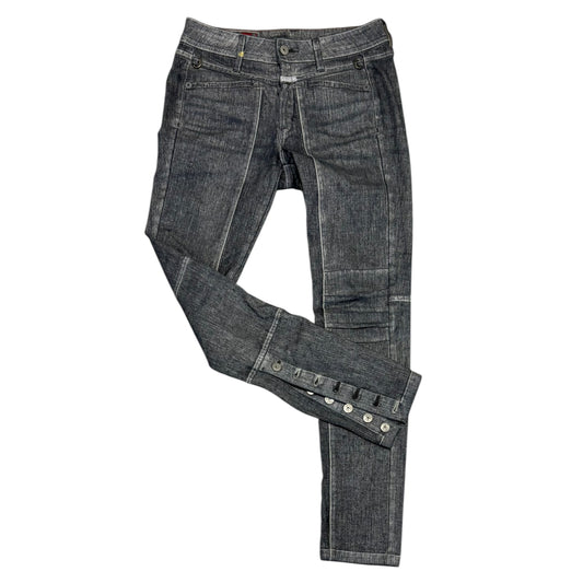 Marithe Francois Girbaud grey jeans w button
bootcuts