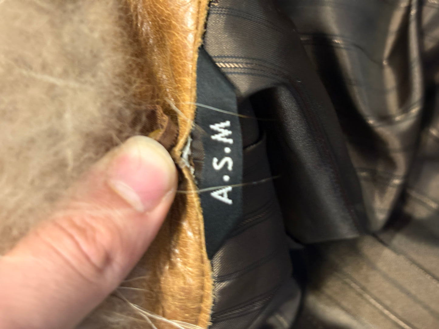 Atelier Sab Men (A.S.M) buffalo leather leather jacket w raccoon fur collar
