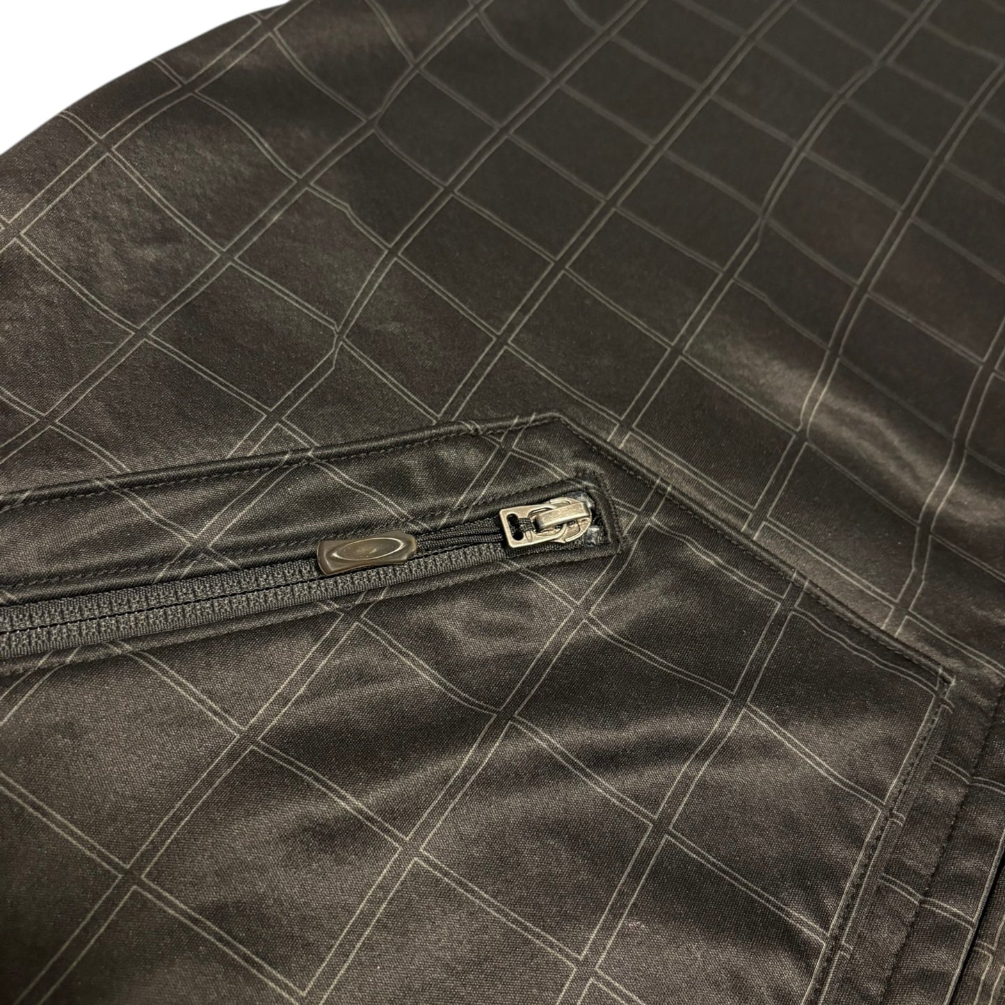 Oakley black check pattern technical windbreaker fleece jacket with hood